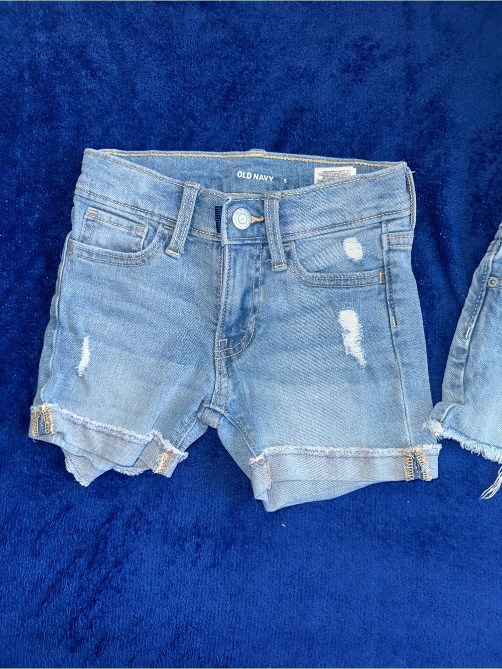 Old Navy Girls Lot of 3 Jean Shorts Size 5 adjustable waist White Blue Denim